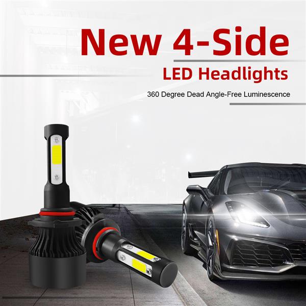 GZQP-LED大灯-2pcs 9006 LED 4-Side Headlight Kit Low Beam Light Bulb For 1992-2000 GMC K3500-6