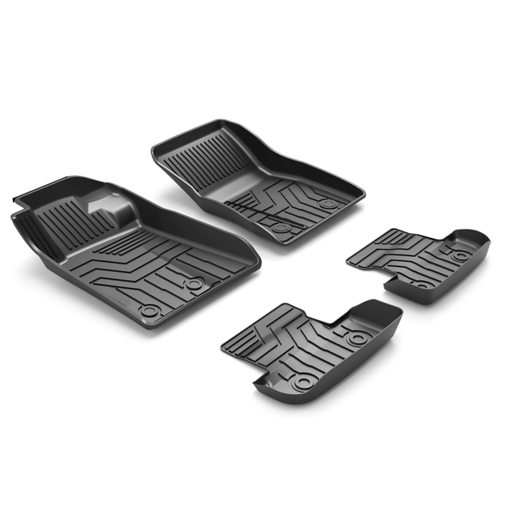 Custom Fit  3D TPE All Weather Car Floor Mats Liners for Ford Mustang 2014-2020 (1st & 2nd Rows, Black)