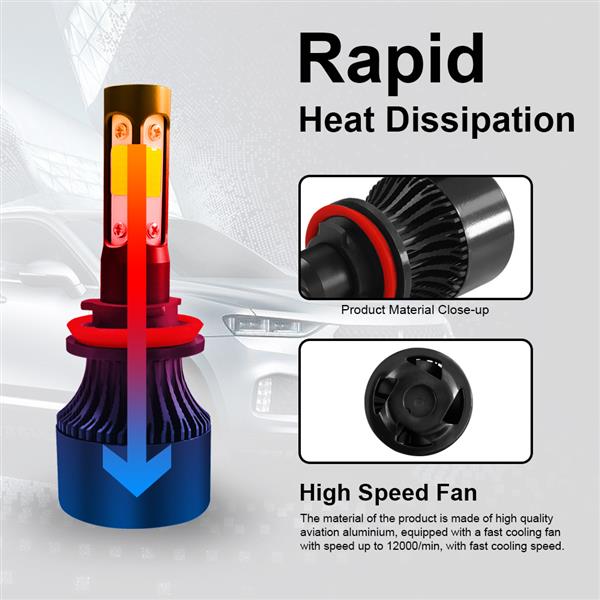 GZQP-LED大灯黑色四面-2pcs LED Fog Light Headlight Bulb H8/9/11 4Side For 2015 Subaru XV Crosstrek-10