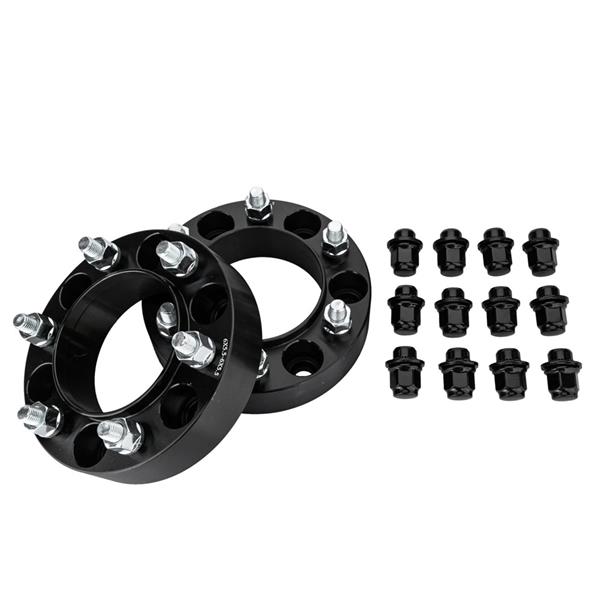 轮毂适配器-90-6x5.5-1.5"-106mm带台阶-12x1.5-黑盘白螺丝 12 BLACK OEM MAG LUG NUTS-2