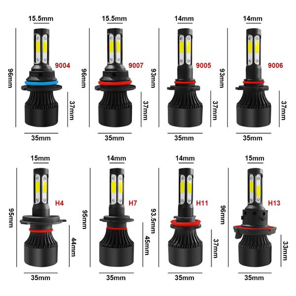 GZQP-LED大灯黑色四面-2pcs LED Fog Light Headlight Bulb H8/9/11 4Side For 2015 Subaru XV Crosstrek-5