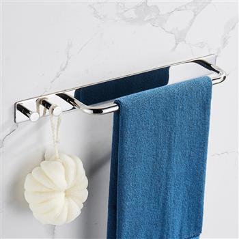 强力免钉浴室厨房挂件挂杆毛巾杆+双钩镜光银色KJ3M01YIN