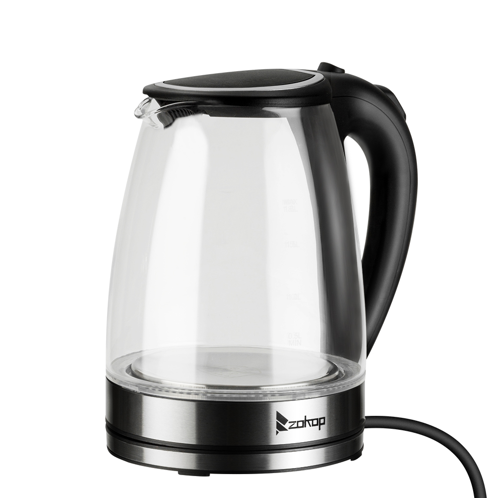 ZOKOP HD-1857-A 220V 2200W 1.8L Electric Glass Kettle UK Plug