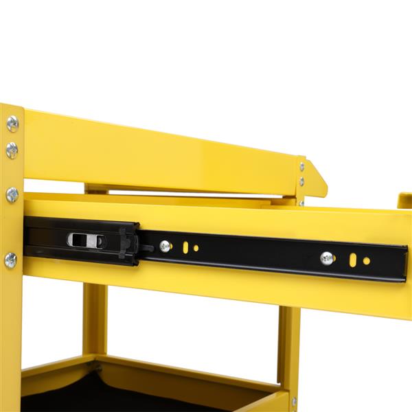 330LBS 钢45号重型钢材 带抽屉多功能三层工具车 移动存储柜 黄色-10