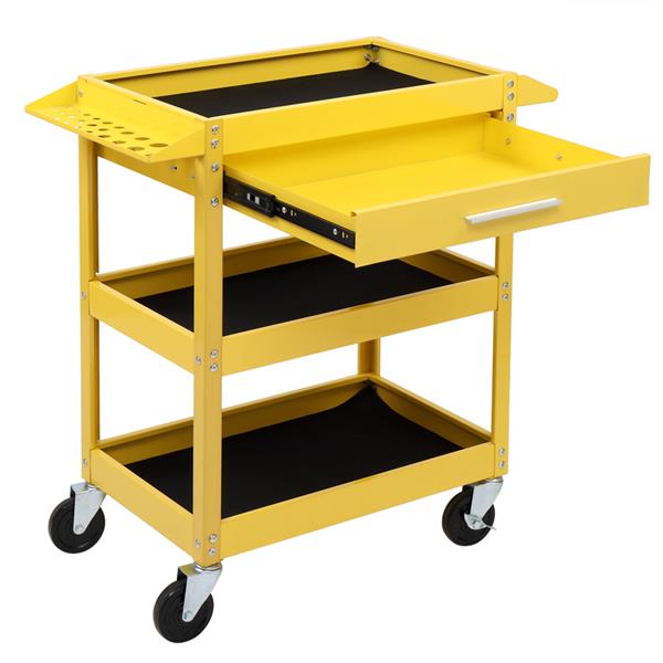 330LBS 钢45号重型钢材 带抽屉多功能三层工具车 移动存储柜 黄色-18
