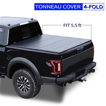 车盖板FOR 5.5\\' Hard Quad-Fold Tonneau Cover For Ford F-150 Truck Bed 2015-2020