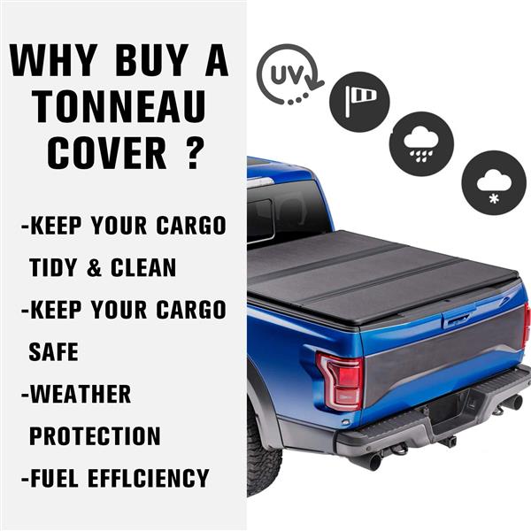 车盖板FOR 5' Hard Tri-Fold Tonneau Cover For Tacoma Truck Bed 2016-2020-4