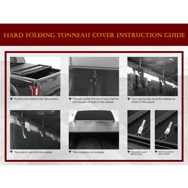 车盖板FOR 5' Hard Tri-Fold Tonneau Cover For Tacoma Truck Bed 2016-2020-3