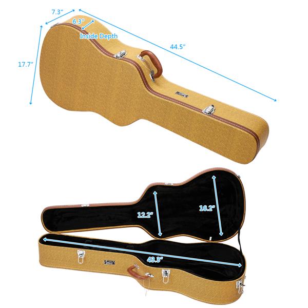 【AM不售卖】PVC 随琴身型 黄色细纹 41in民谣 吉他皮盒-7