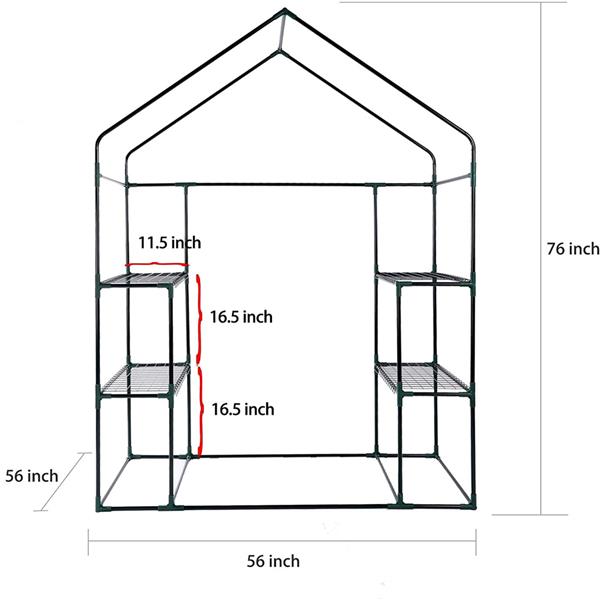 家用植物户外生长棚 56" W x 56" D x 76" H(白色)-2