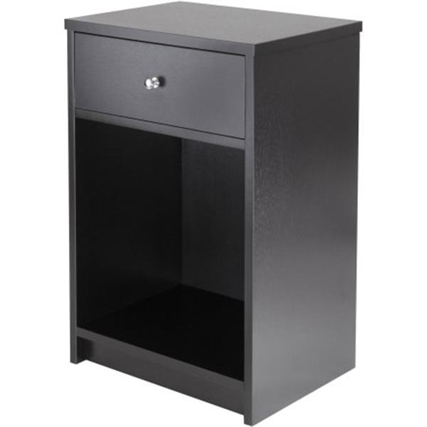 40 x 30 x 60cm Round Handle Night Stand with One Drawer Black-1