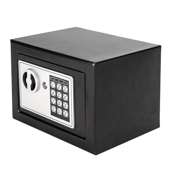 17E家用 电子密码保险箱 黑色箱体 银灰色面板【含电池】-13
