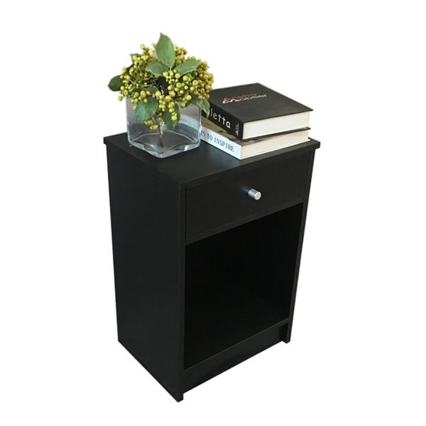 40 x 30 x 60cm Round Handle Night Stand with One Drawer Black-15