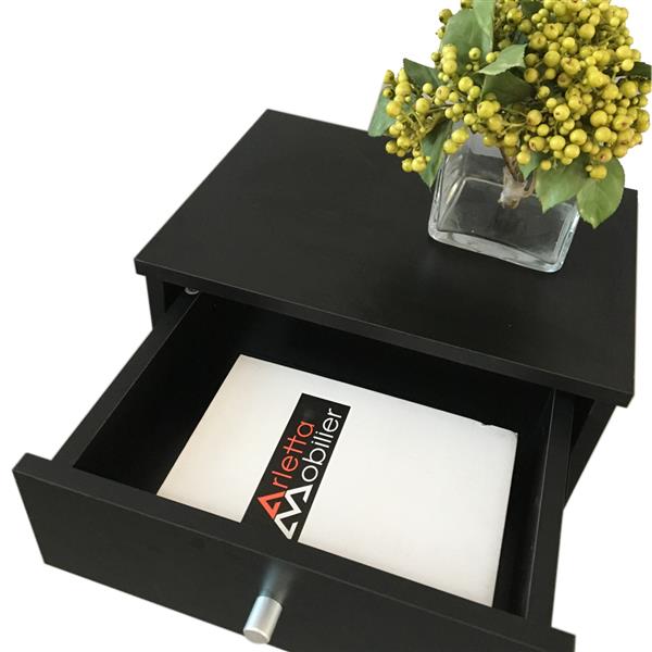 40 x 30 x 60cm Round Handle Night Stand with One Drawer Black-14