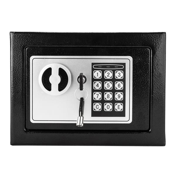 17E家用 电子密码保险箱 黑色箱体 银灰色面板【含电池】-17