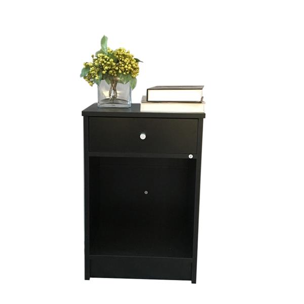 40 x 30 x 60cm Round Handle Night Stand with One Drawer Black-7