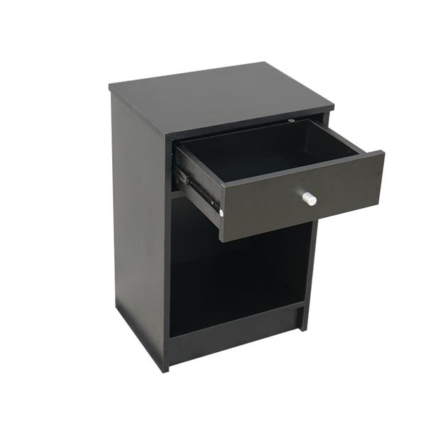40 x 30 x 60cm Round Handle Night Stand with One Drawer Black-5