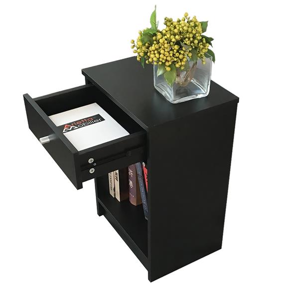 40 x 30 x 60cm Round Handle Night Stand with One Drawer Black-13