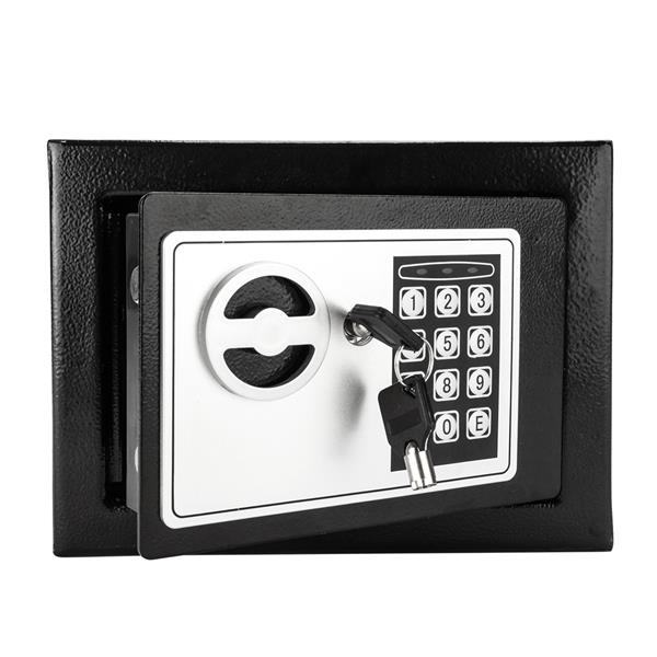 17E家用 电子密码保险箱 黑色箱体 银灰色面板【含电池】-3
