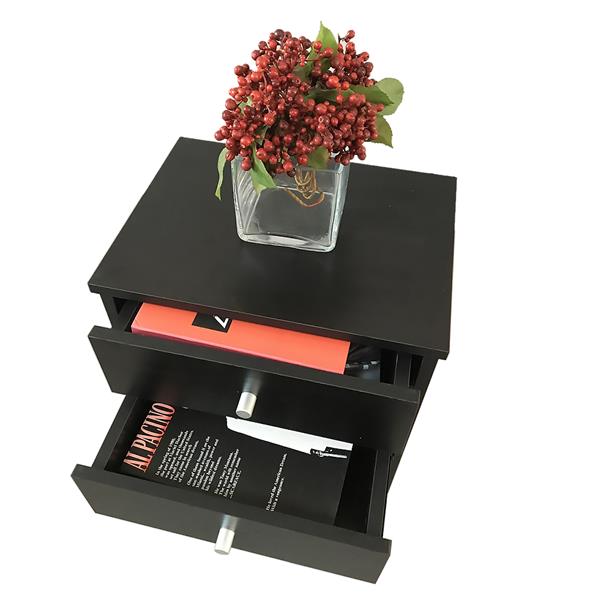 40 x 30 x 60cm Round Handle Night Stand with Two Drawer Black-13