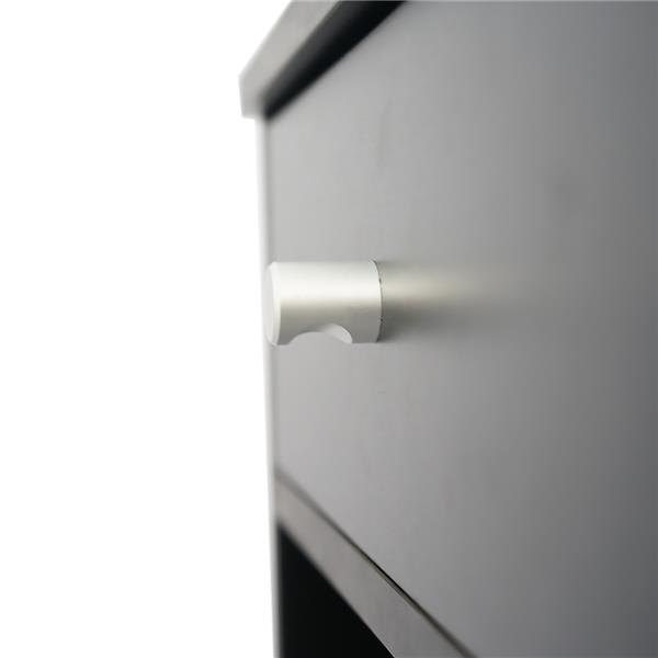 40 x 30 x 60cm Round Handle Night Stand with One Drawer Black-4
