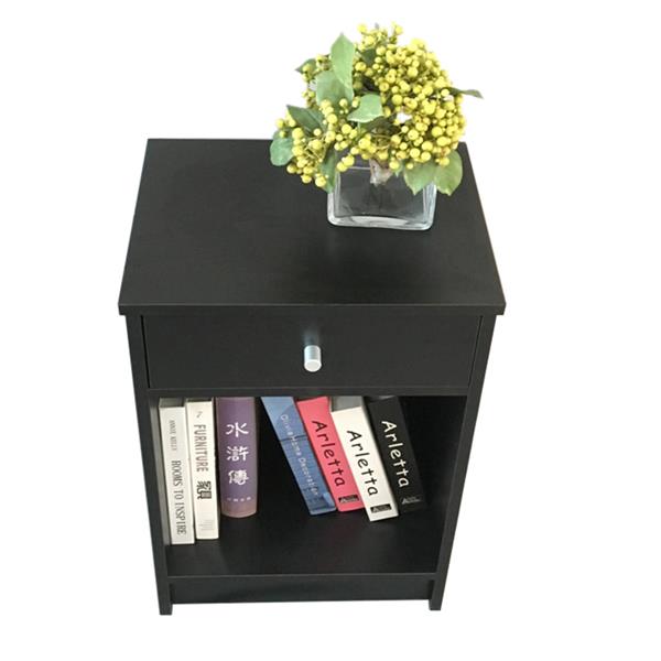 40 x 30 x 60cm Round Handle Night Stand with One Drawer Black-11