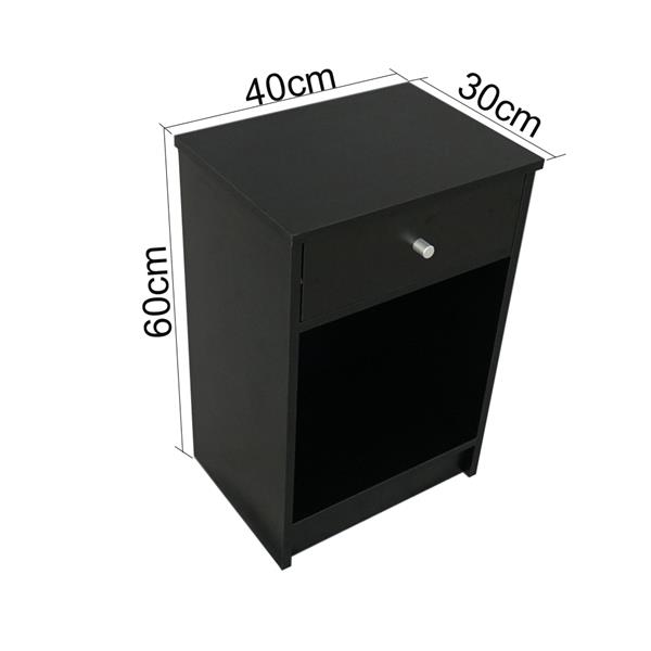 40 x 30 x 60cm Round Handle Night Stand with One Drawer Black-9