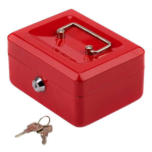 CB152 不锈钢金属小钱箱 保险箱 红色-5