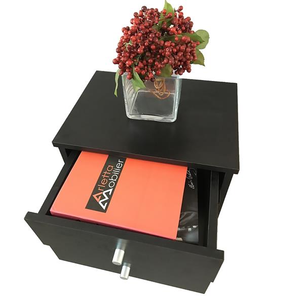 40 x 30 x 60cm Round Handle Night Stand with Two Drawer Black-10