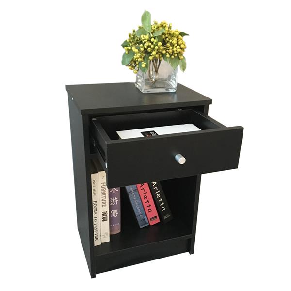 40 x 30 x 60cm Round Handle Night Stand with One Drawer Black-12