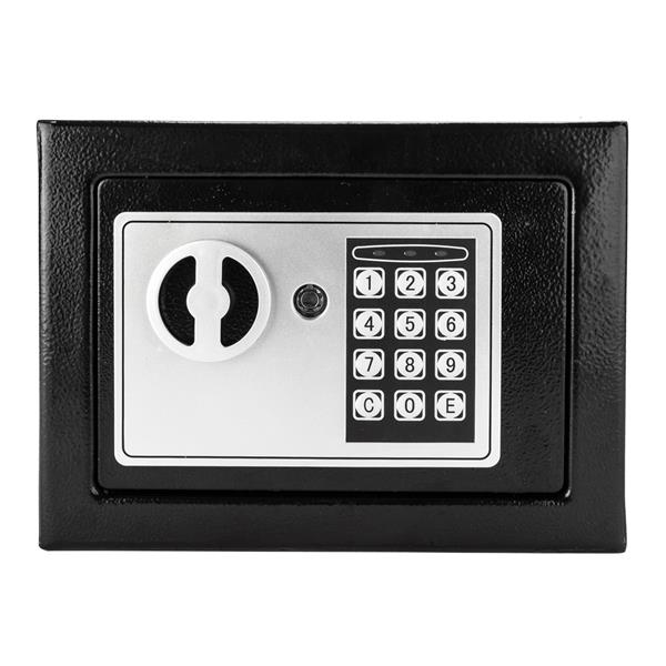 17E家用 电子密码保险箱 黑色箱体 银灰色面板【含电池】-16