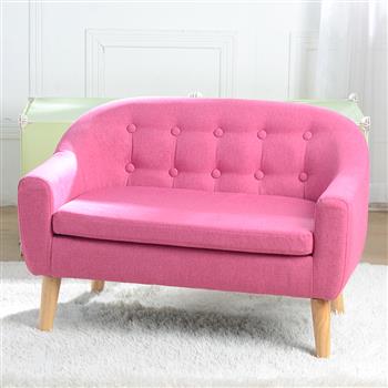 【BF】儿童双人沙发带沙发垫可拆洗 美标麻布 20玫红色