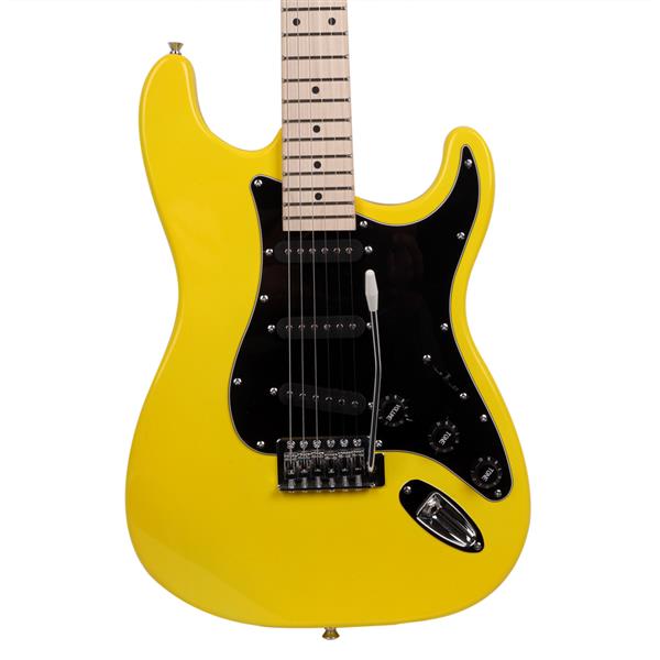 ST黑护板电吉他(黄色)+音响+包+背带+拨片+摇把+连接线+扳手工具-15