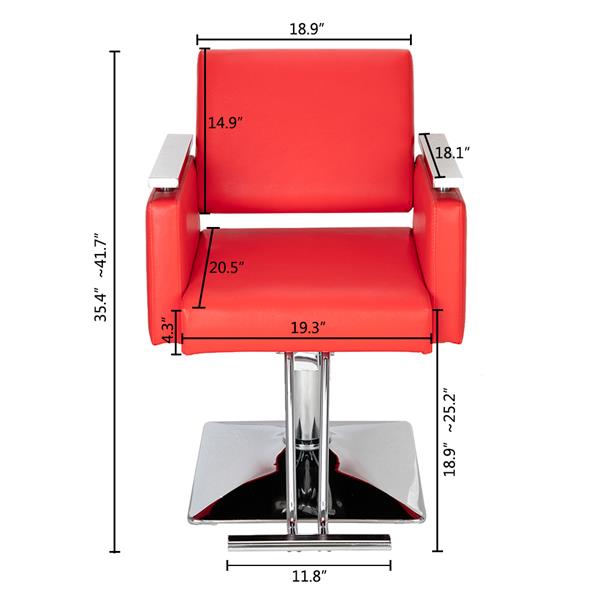 【CS】方形底座精品发廊专用美发椅美容椅红色 HC197R-8