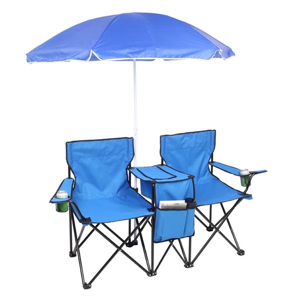 户外沙滩钓鱼椅含伞 蓝色-11
