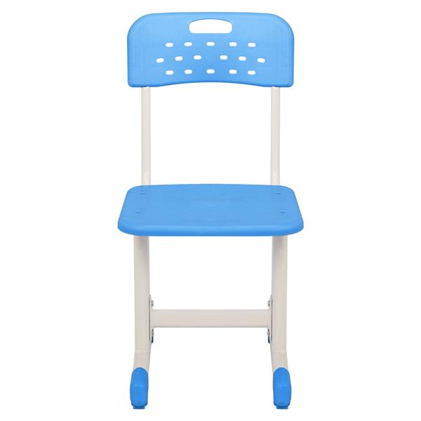 学生桌椅套装B款 白烤漆 木纹面 蓝色塑料【60x40x(63-75)cm】-5
