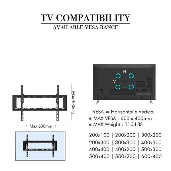 32-70"电视架TMW798承重50kg/最大VESA400*600/向下10°带水平泡-30