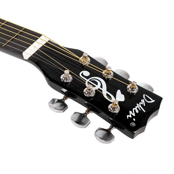 椴木吉他DK-38C纯黑色+包+背带+拨片+液晶调音器+护板+琴弦一套-8