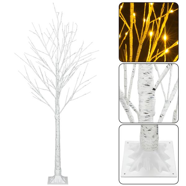 白色 4ft 48灯 48枝头 白桦树造型 塑料材质 圣诞树 美规 N001-21