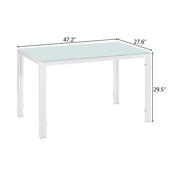 简易餐桌玻璃桌面120*70*75CM 白色-4
