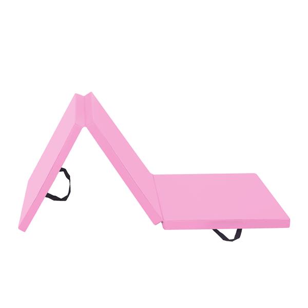 【SKS】6'*2'*2" 三折体操瑜伽垫带手提粘扣 粉色-39