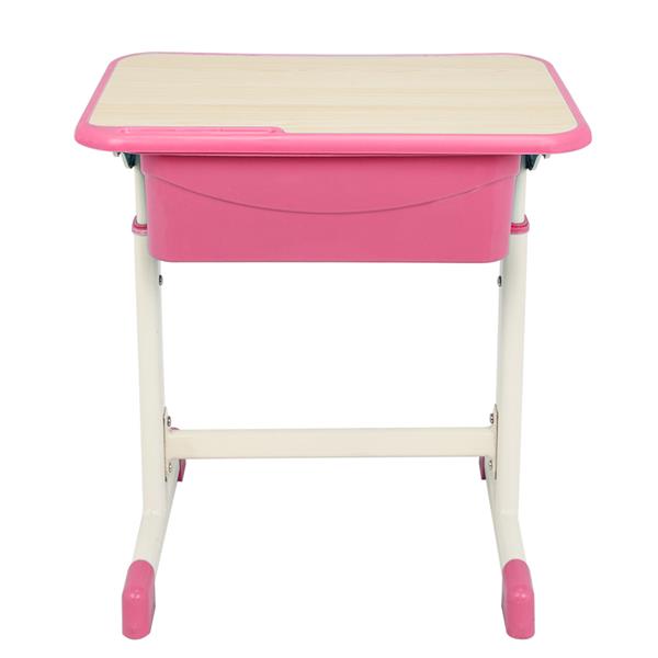 学生桌椅套装B款 白烤漆 木纹面 粉色塑料【60x40x(63-75)cm】-18