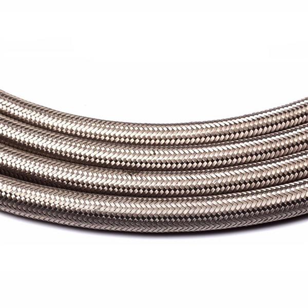 6AN 15ft Universal Stainless Steel Nylon Braided Fuel Hose Silver-10