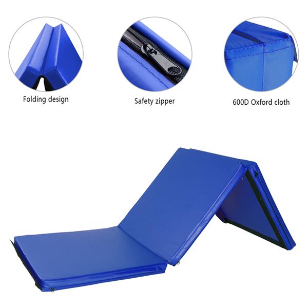 【HMJS】55"x24"x1.2" 三折体操瑜伽垫带手提粘扣 蓝色-9