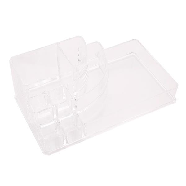 透明塑料三抽屉式化妆盒弧形2件套-1303-4