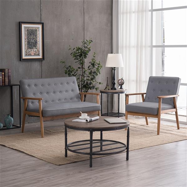 A款复古的现代木质 单人沙发椅，灰色布料（75x69x84CM）-42