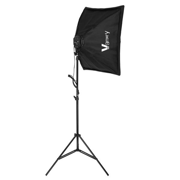 [英规]Vamery 220V 45W 白伞+黑银伞+柔光箱+背景布支架4灯套装-3