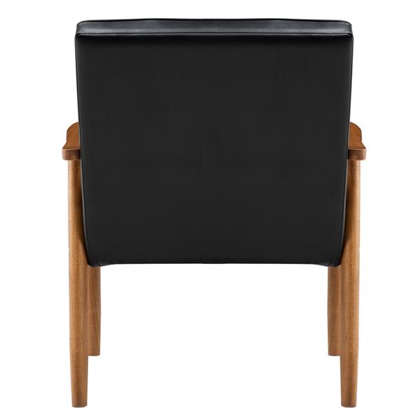 A款复古的现代木质 单人沙发椅，黑色PU （75x69x84CM）-6