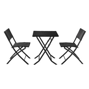 oshion 折叠编藤椅三件套方桌 - 黑色