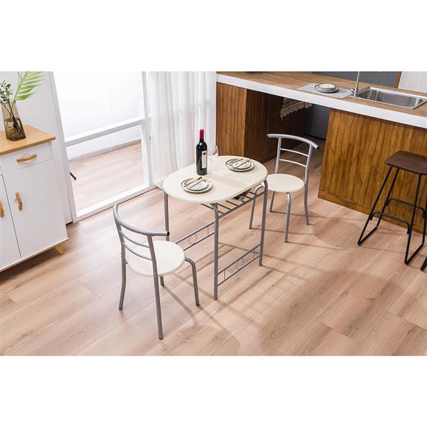 原木色木纹PVC早餐桌 （一桌两椅）【80x53x76cm】-20